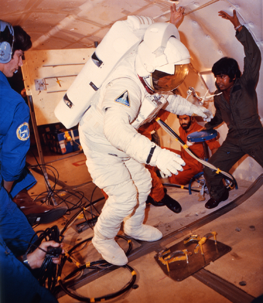 Space History Photo: Astronaut Fullerton Suited for Training Exercises on KC-135